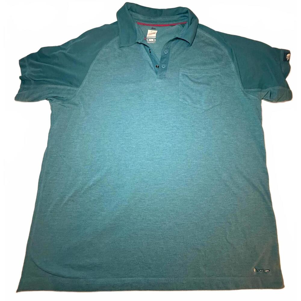 North Face Men's Adventure Polo. Flash Dry Size XL, Teal Snap closure